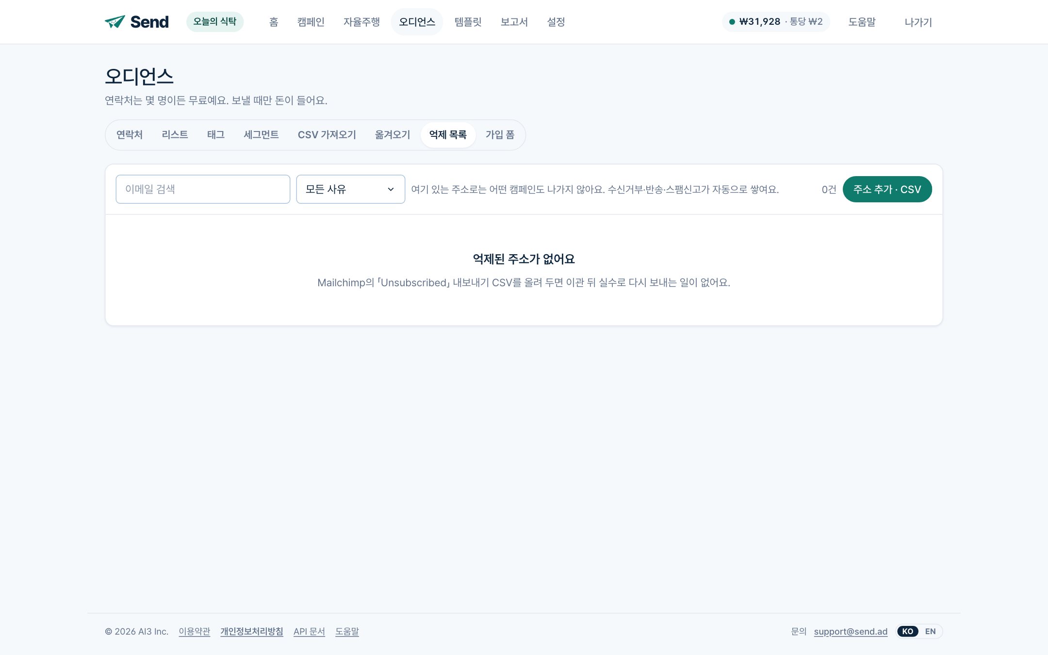 억제 목록