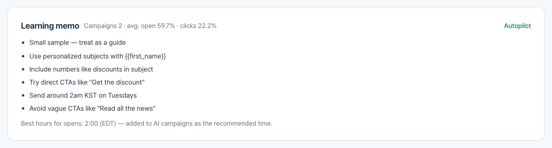 Learning memos — better with every send