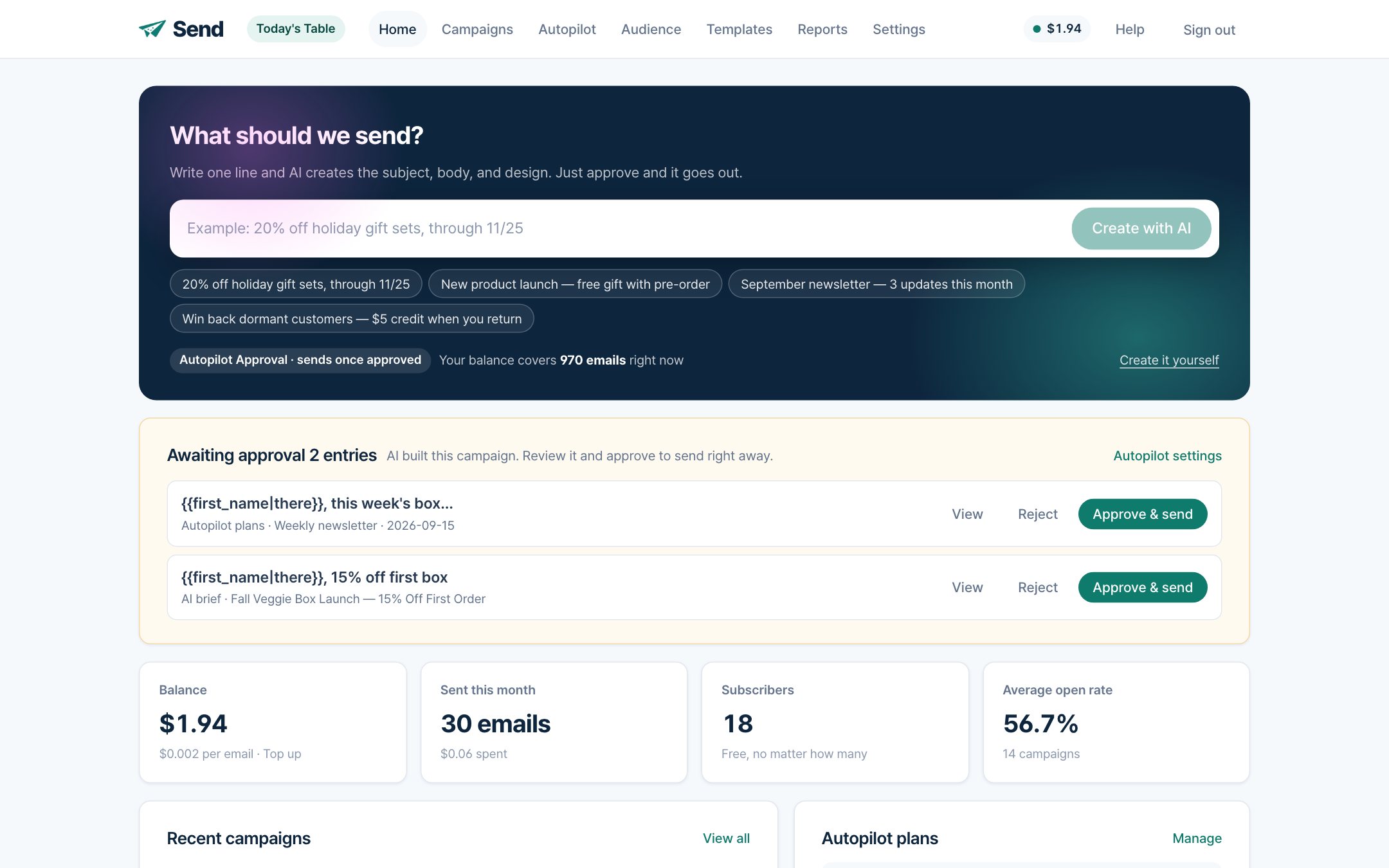 4. First campaign — one-line brief, one approval